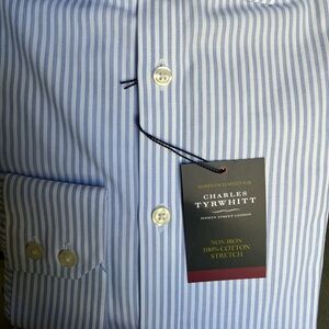Blue non-iron stretch stripe cutaway extra slim fit shirt Brand new